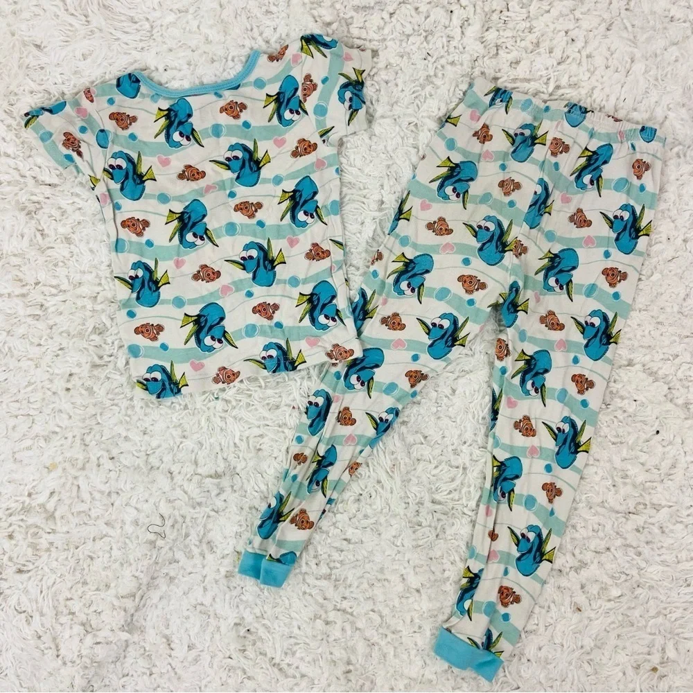 Disney’s Pixar finding Dory Blue Fish Marlon & Dory heart Print Kids Pajama Set